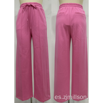 Pantalones de piernas rectas de cintura elástica de las mujeres